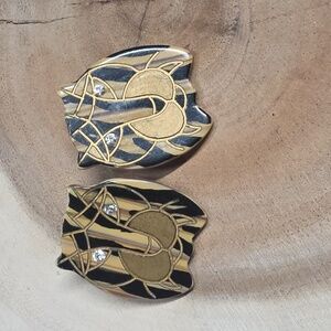 Vintage Tiger Earrings with Rhinestone Eyes